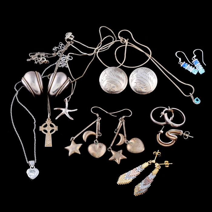 Sterling Silver Earrings and Necklaces
