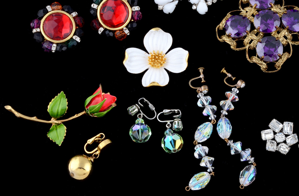 Collection of Costume Jewelry Including Trifari and Les Bernard