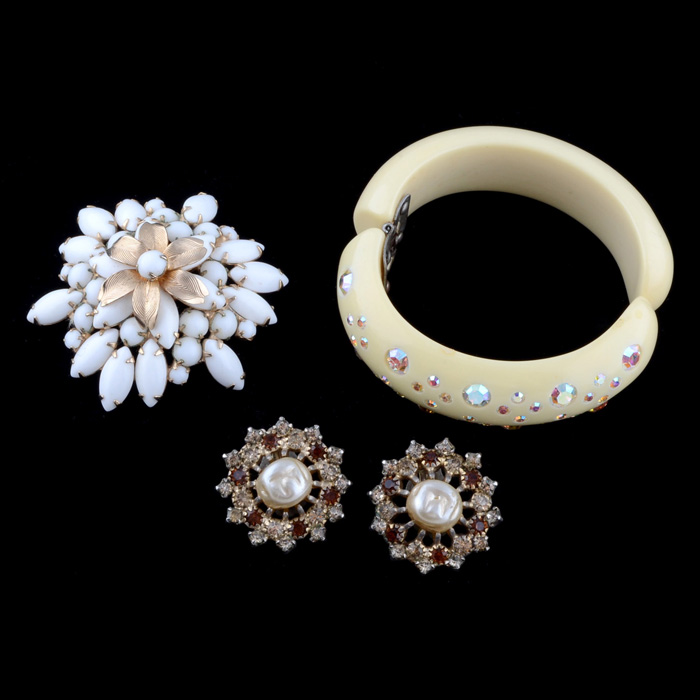 Weiss Bracelet, Brooch and Pair of Earrings