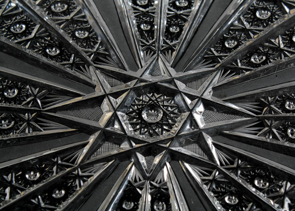 American Brilliant Period Crystal Hobstar Oblong Tray