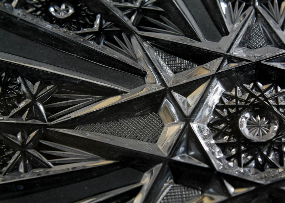 American Brilliant Period Crystal Hobstar Oblong Tray