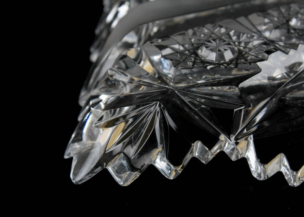 American Brilliant Period Crystal Hobstar Oblong Tray