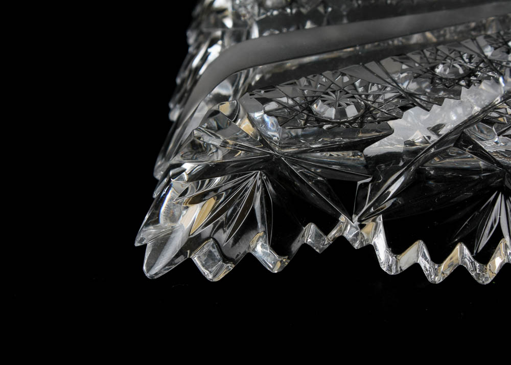 American Brilliant Period Crystal Hobstar Oblong Tray