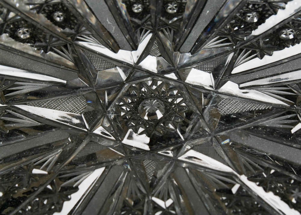 American Brilliant Period Crystal Hobstar Oblong Tray