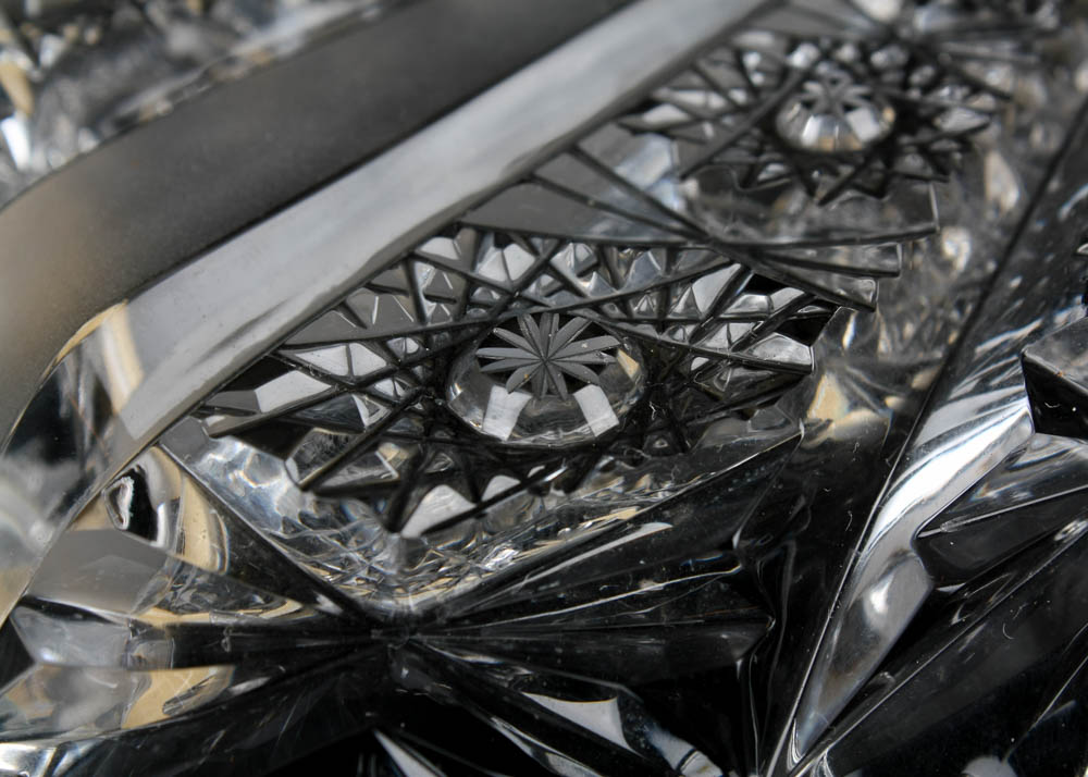 American Brilliant Period Crystal Hobstar Oblong Tray