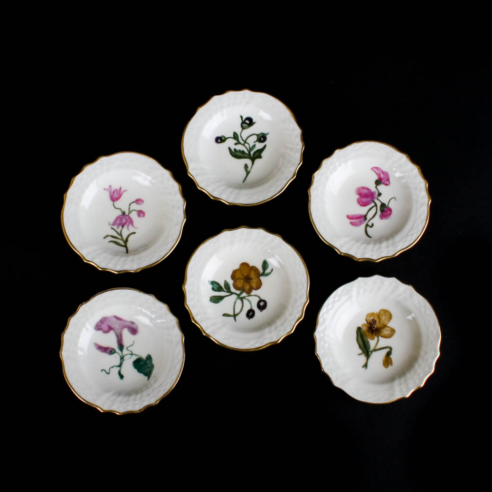 Royal Copenhagen Hand Painted Porcelain Caviar Plates, Set of Five