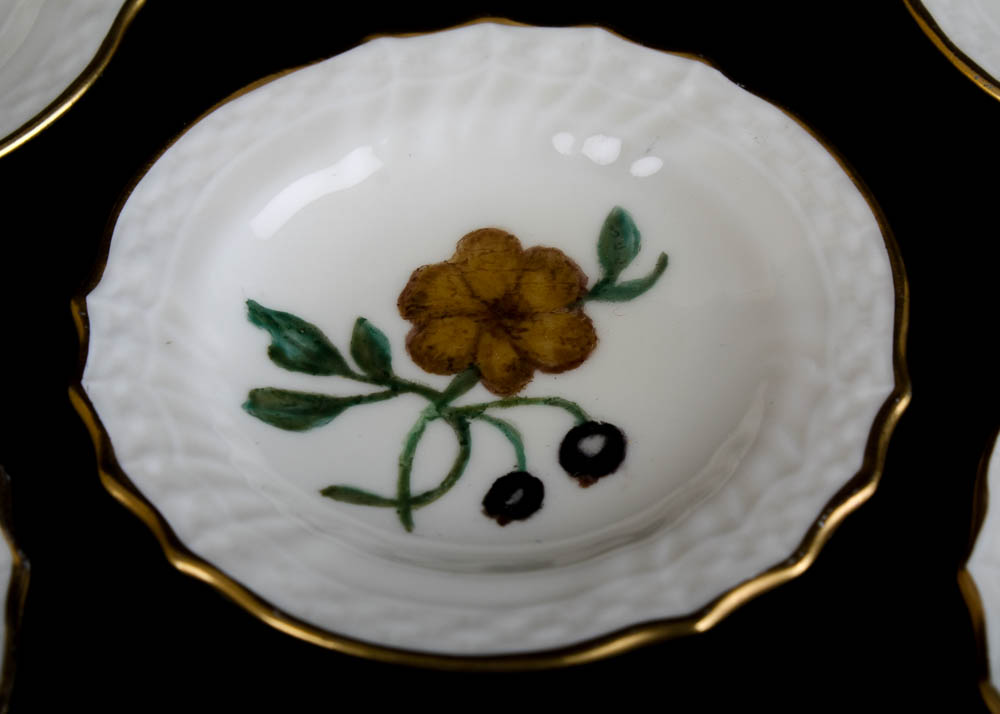 Royal Copenhagen Hand Painted Porcelain Caviar Plates, Set of Five