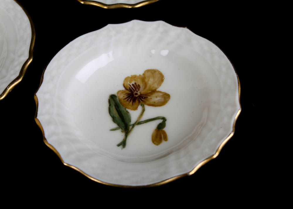 Royal Copenhagen Hand Painted Porcelain Caviar Plates, Set of Five