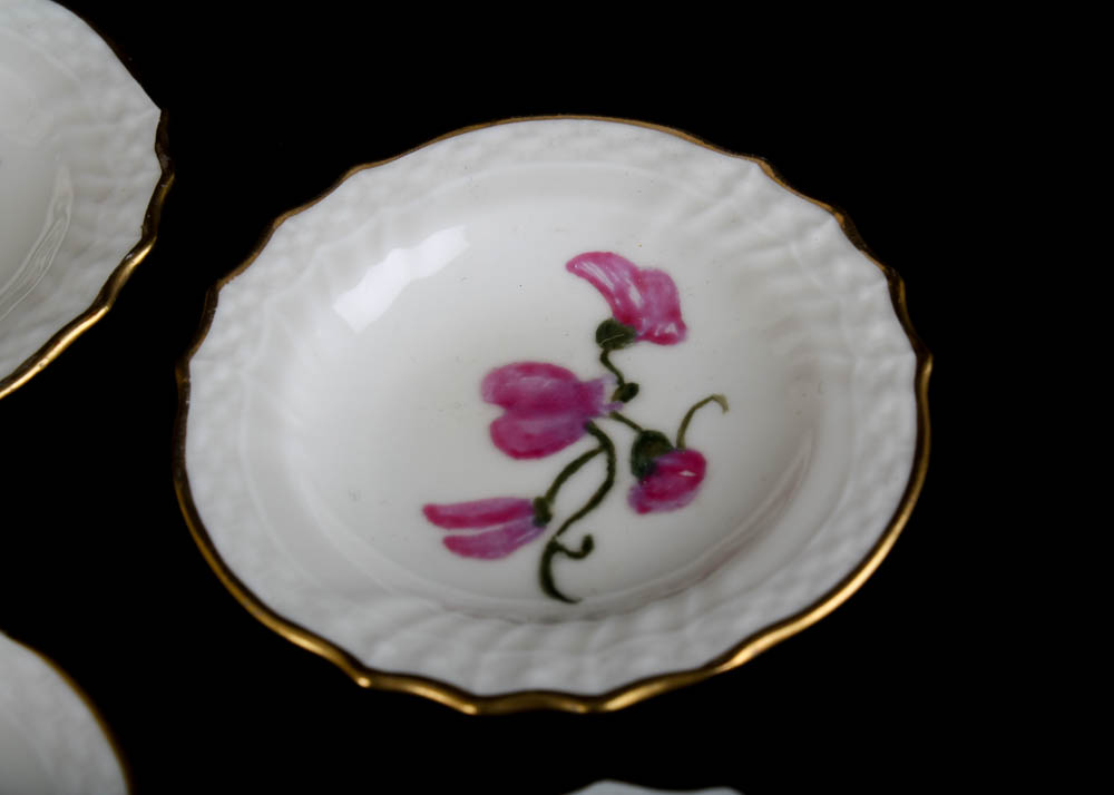 Royal Copenhagen Hand Painted Porcelain Caviar Plates, Set of Five