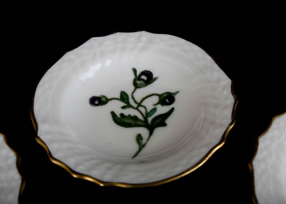 Royal Copenhagen Hand Painted Porcelain Caviar Plates, Set of Five