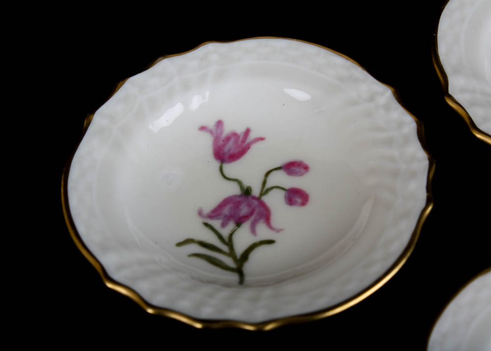 Royal Copenhagen Hand Painted Porcelain Caviar Plates, Set of Five