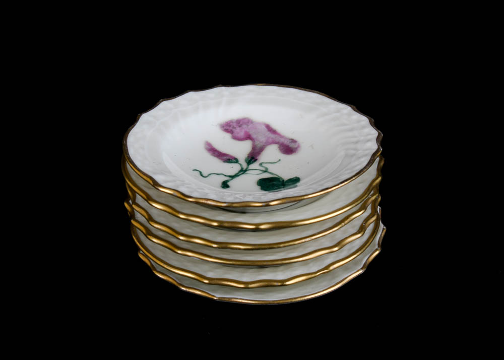 Royal Copenhagen Hand Painted Porcelain Caviar Plates, Set of Five