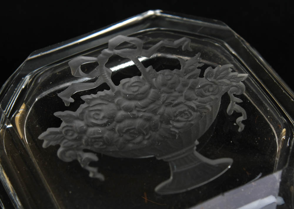 Set of Four Vintage Czechoslovakian Intaglio Crystal Salts