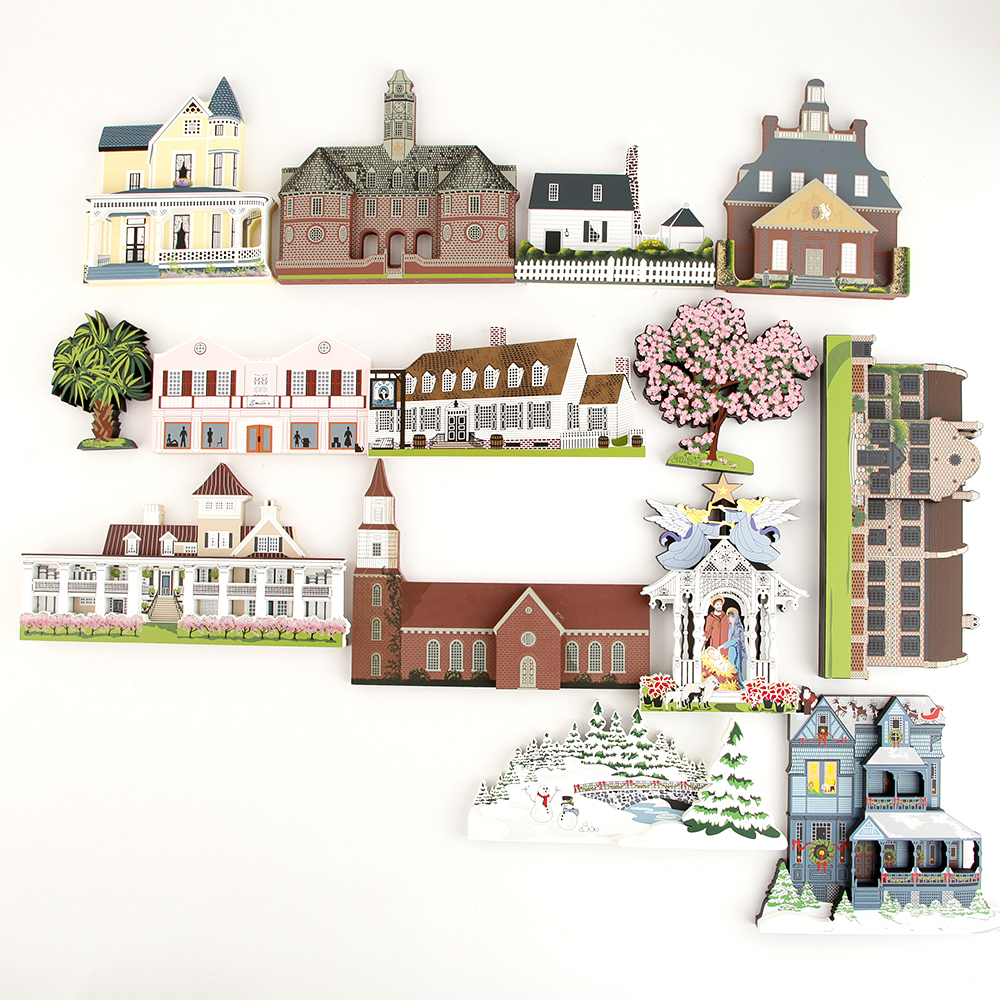 Collection of Shelia's Houses Wooden Architectural Figures