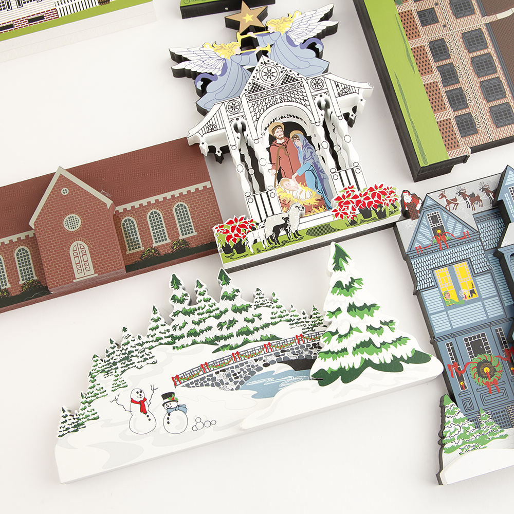 Collection of Shelia's Houses Wooden Architectural Figures