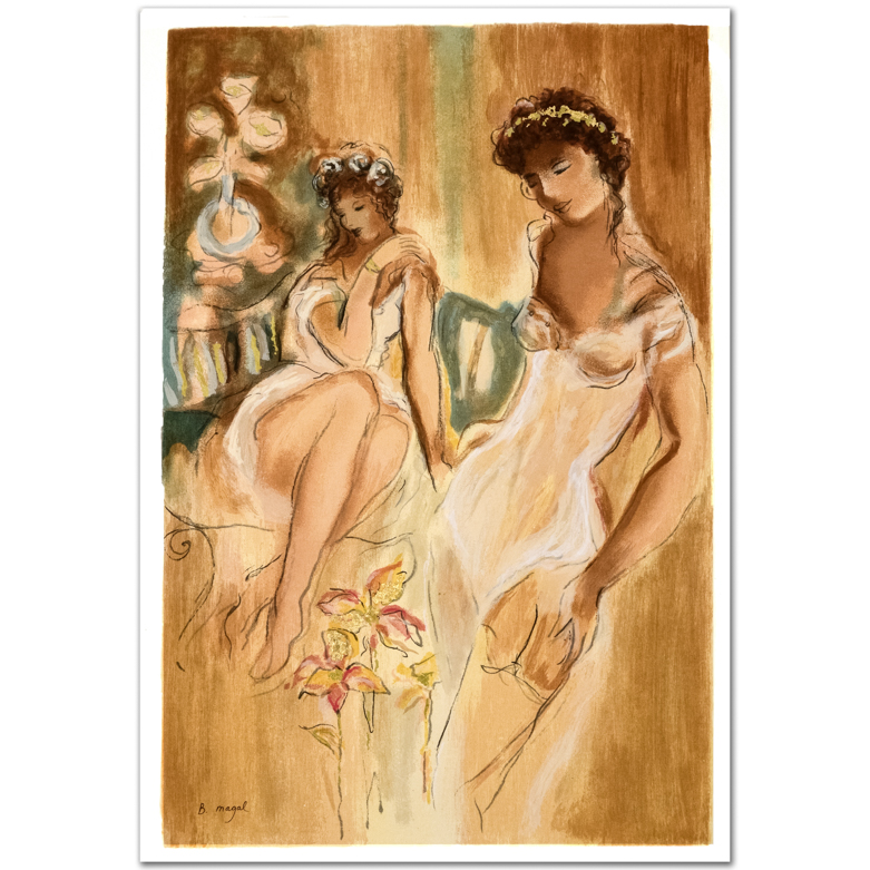 Batia Magal "Sister" Signed Hand Embellished Serigraph on Paper