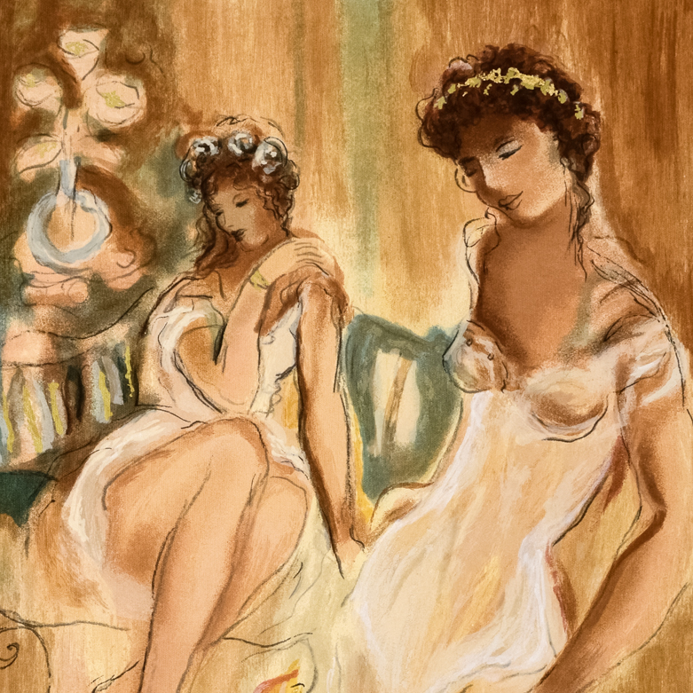 Batia Magal "Sister" Signed Hand Embellished Serigraph on Paper