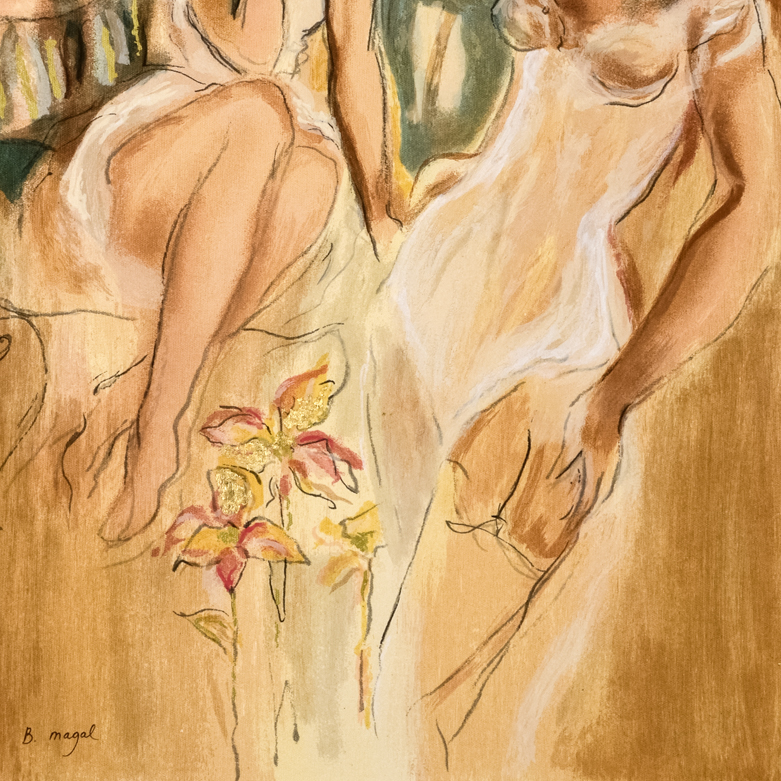 Batia Magal "Sister" Signed Hand Embellished Serigraph on Paper