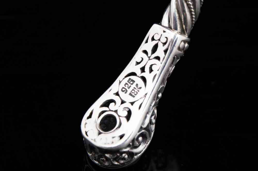 Robert Manse Sterling Silver, 18K Gold and Chome Diopside Bangle Bracelet