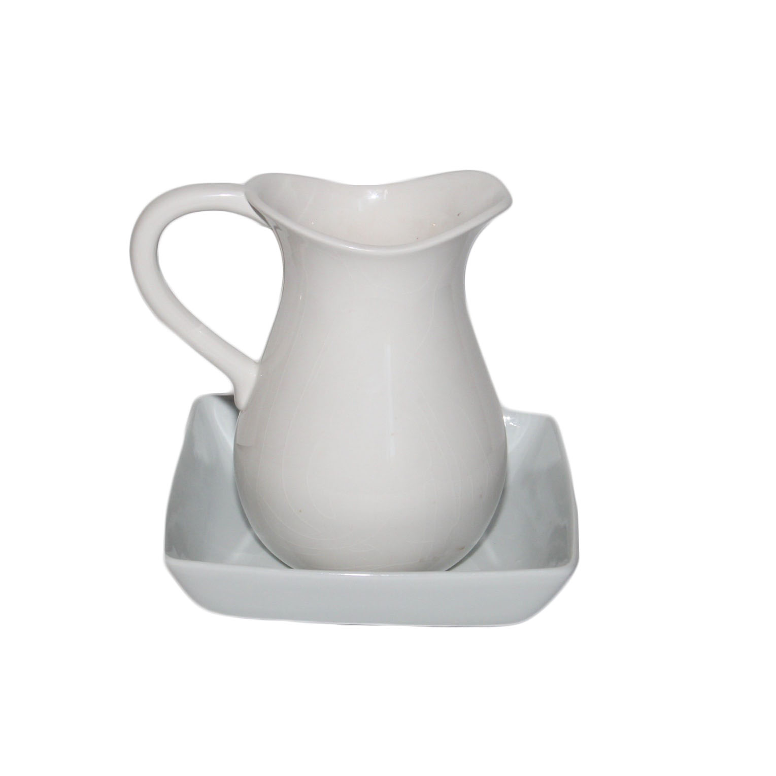 White Pitcher and Square Basin