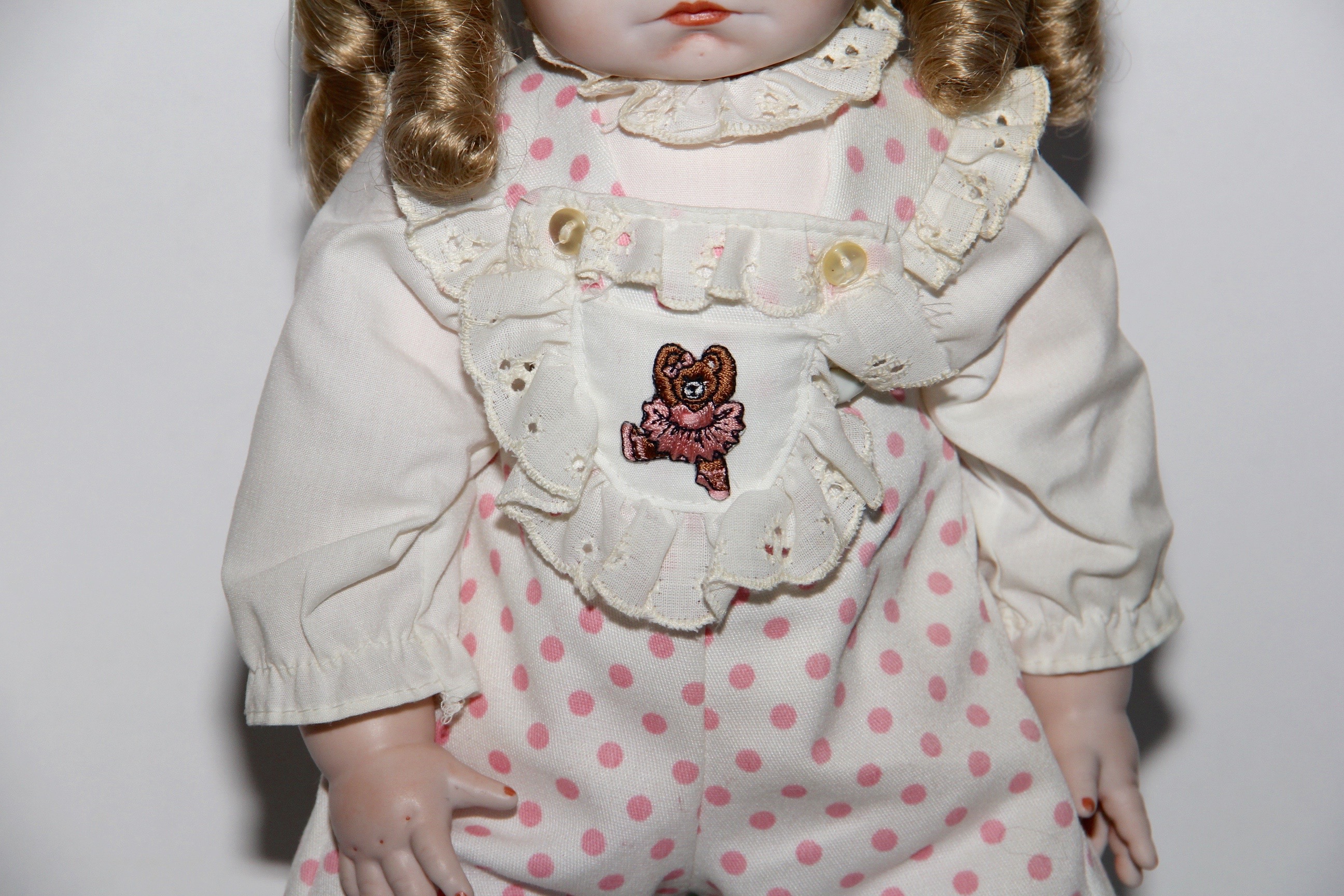 Doll in Polka Dot Overalls
