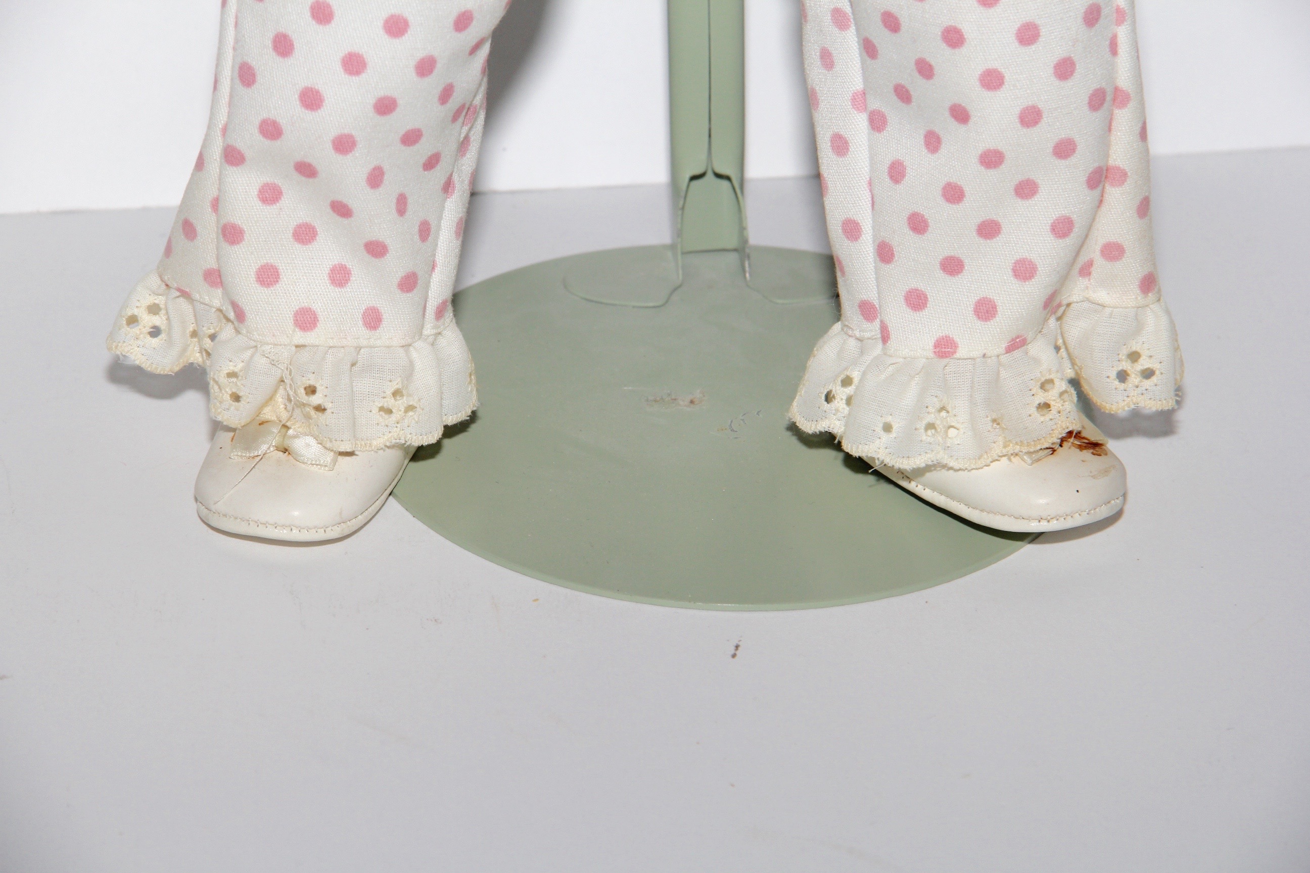 Doll in Polka Dot Overalls