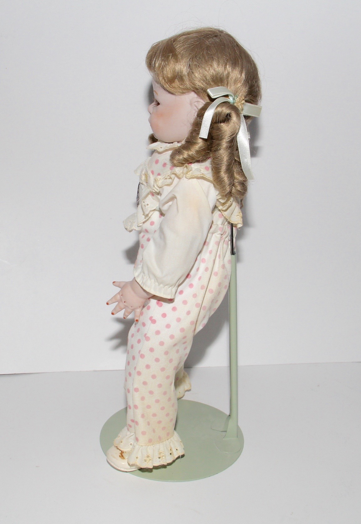 Doll in Polka Dot Overalls