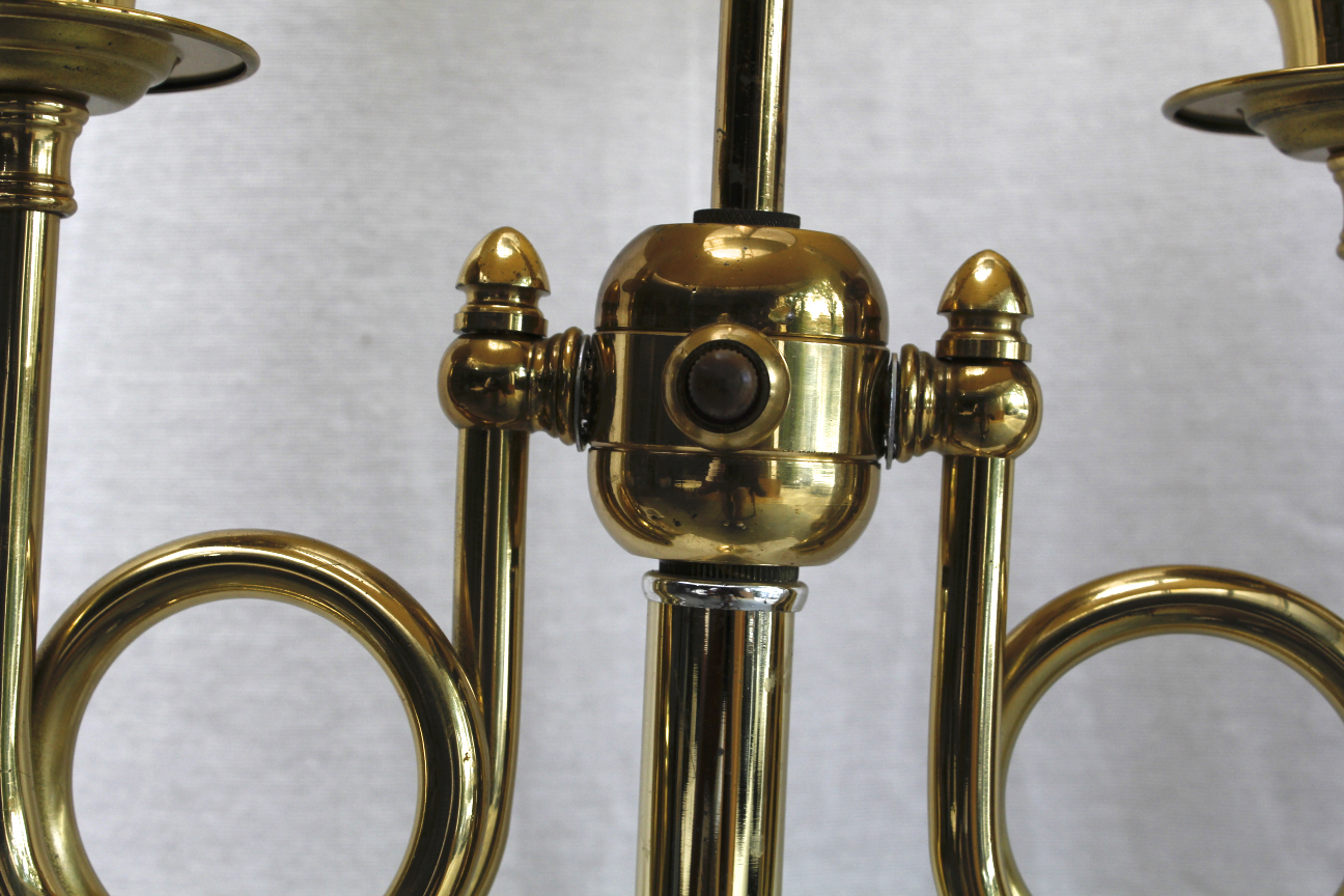 Brass Double Horn Style Floor Lamp