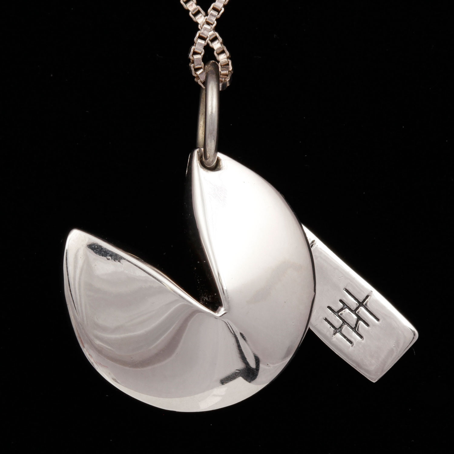 Sterling Silver Fortune Cookie Pendant Necklace