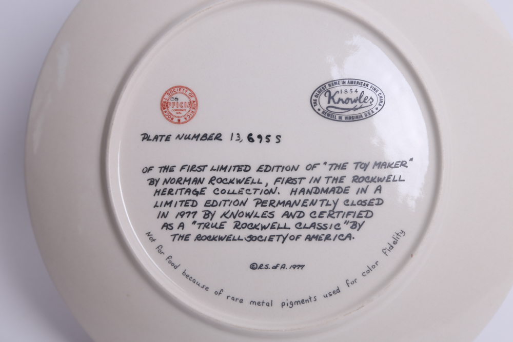 Knowles "The Toy Maker" Limited Edition Norman Rockwell Plate