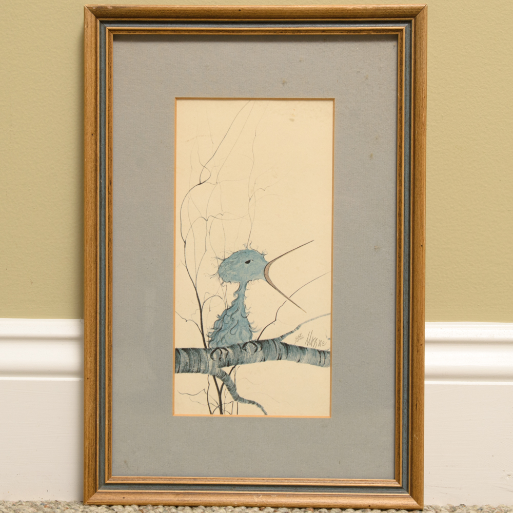 Signed P. Buckley Moss "Hungry Baby Bird" Offset Lithograph