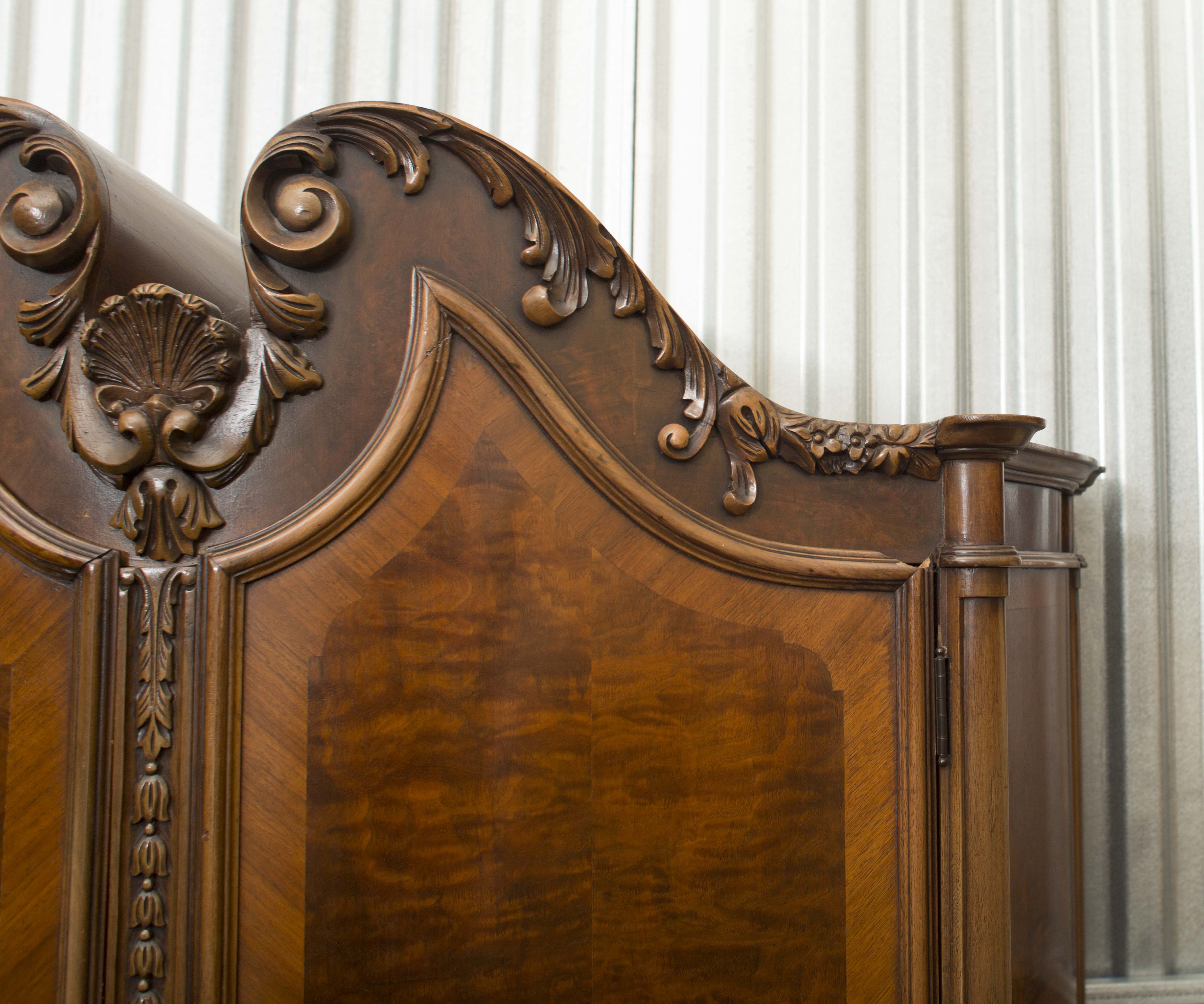 Ornate Carved Burled Walnut Cabinet