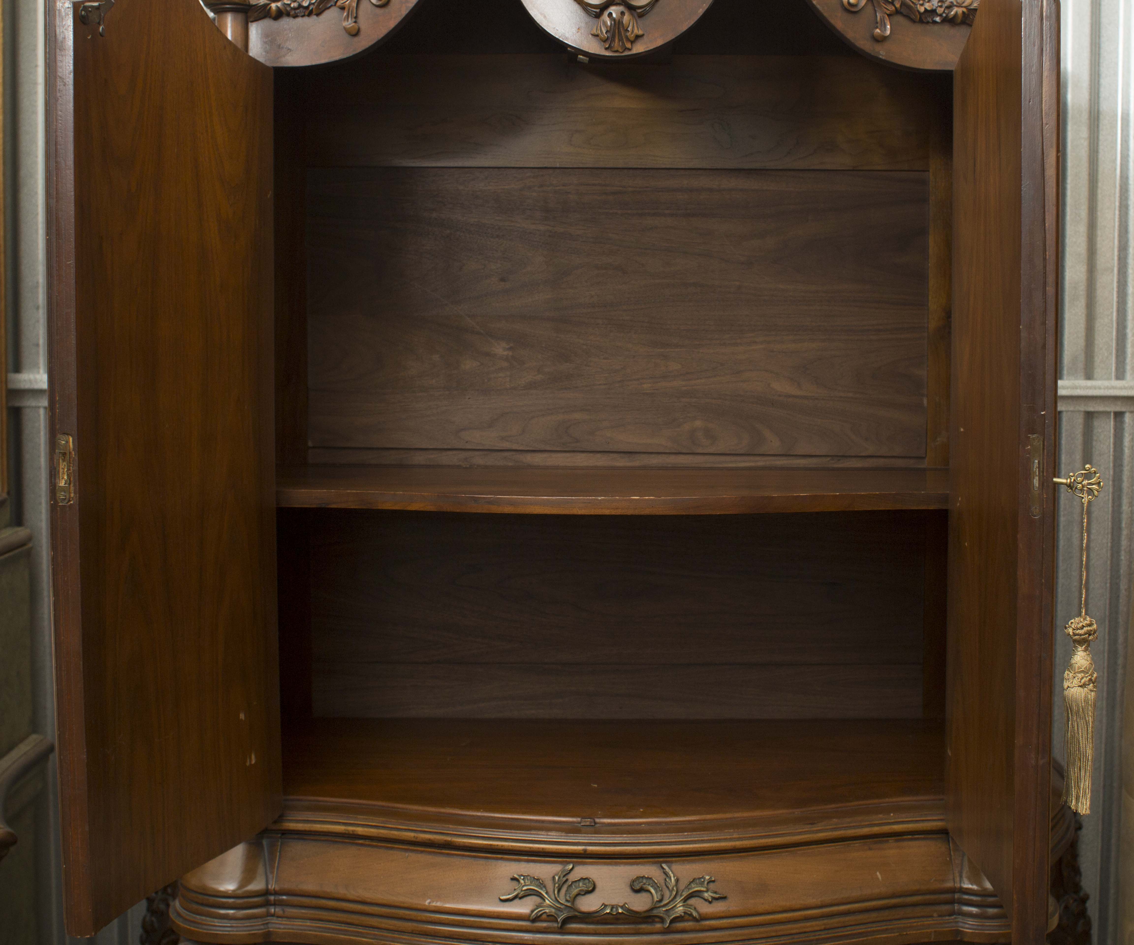 Ornate Carved Burled Walnut Cabinet