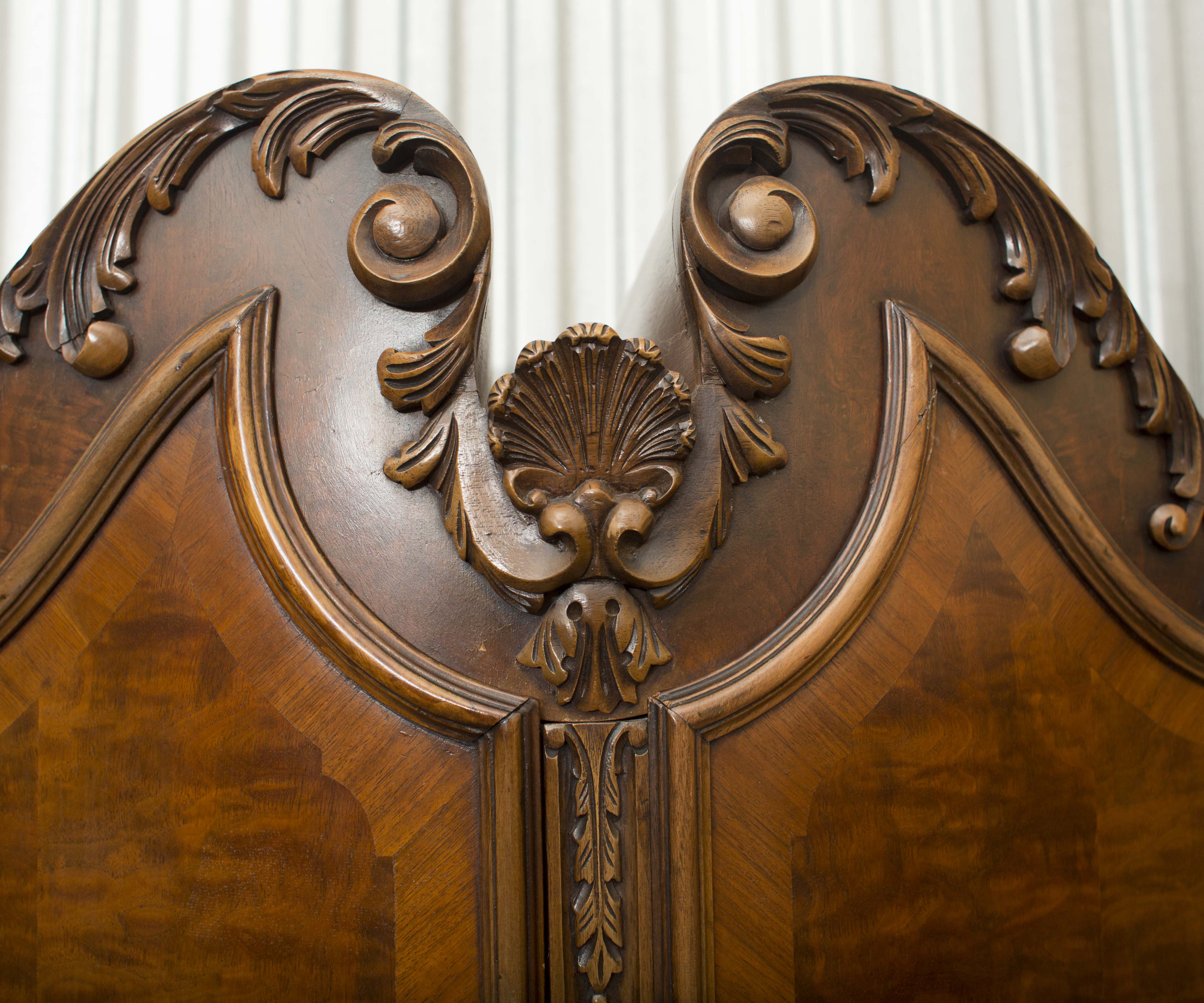 Ornate Carved Burled Walnut Cabinet