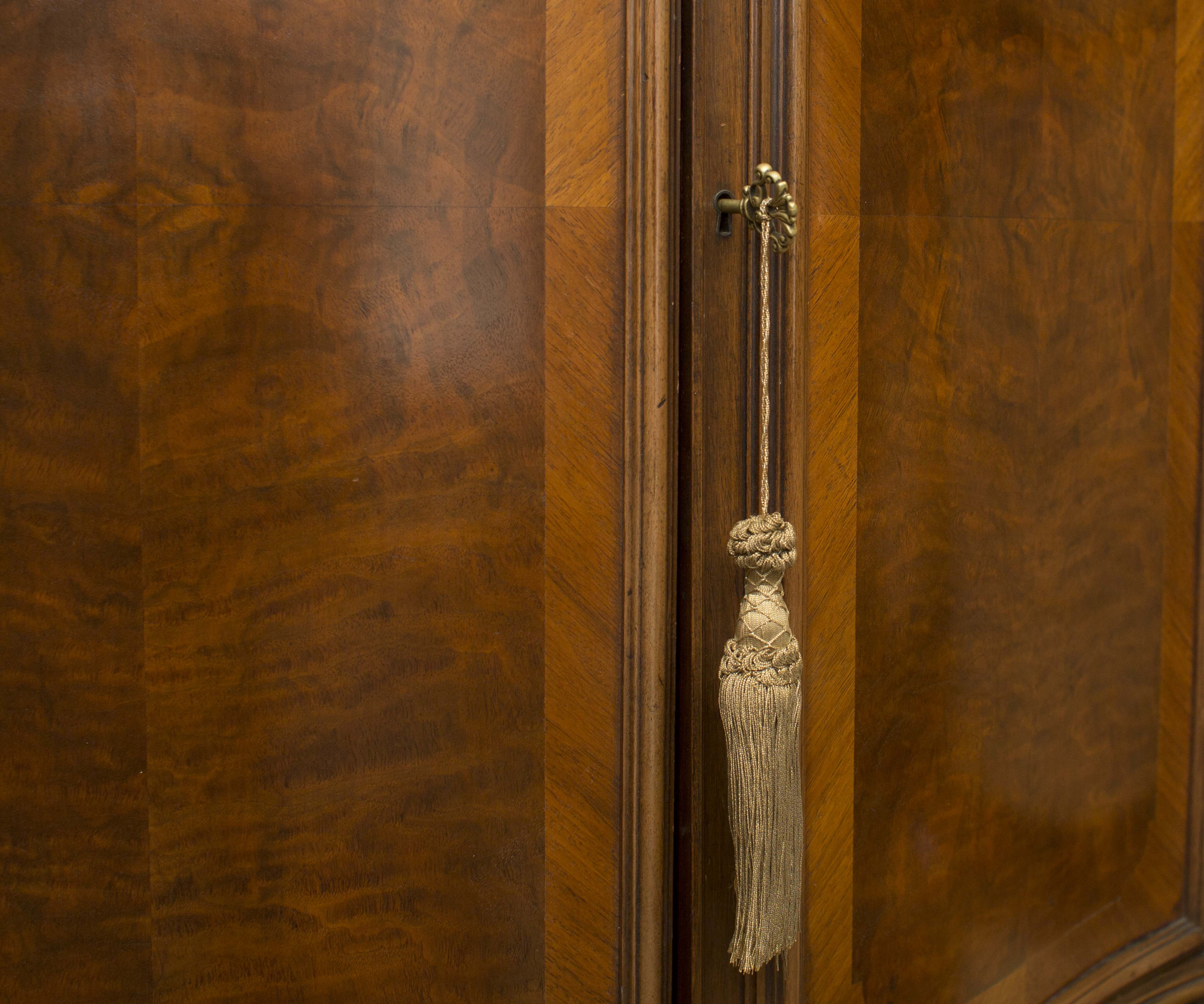 Ornate Carved Burled Walnut Cabinet
