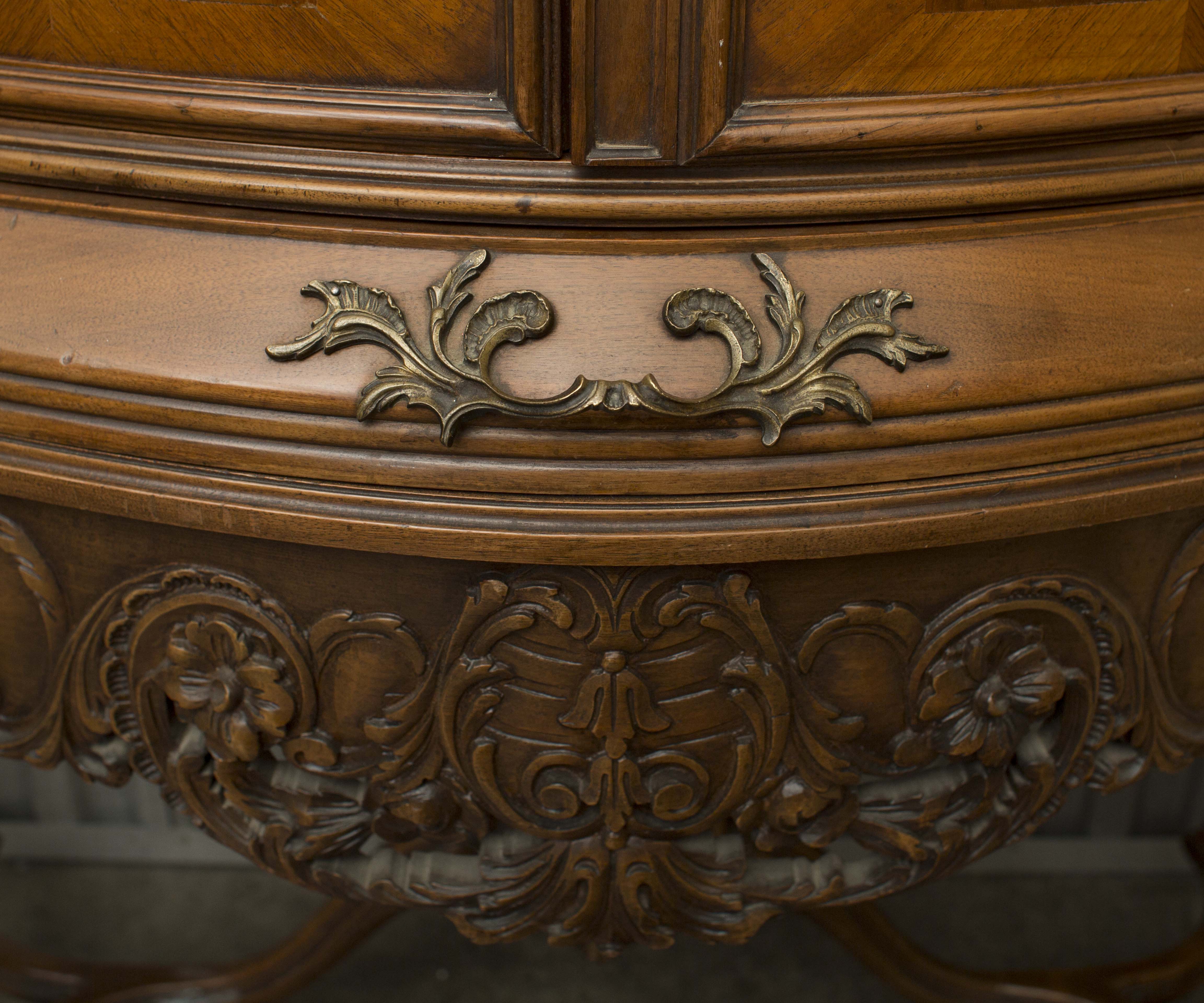 Ornate Carved Burled Walnut Cabinet