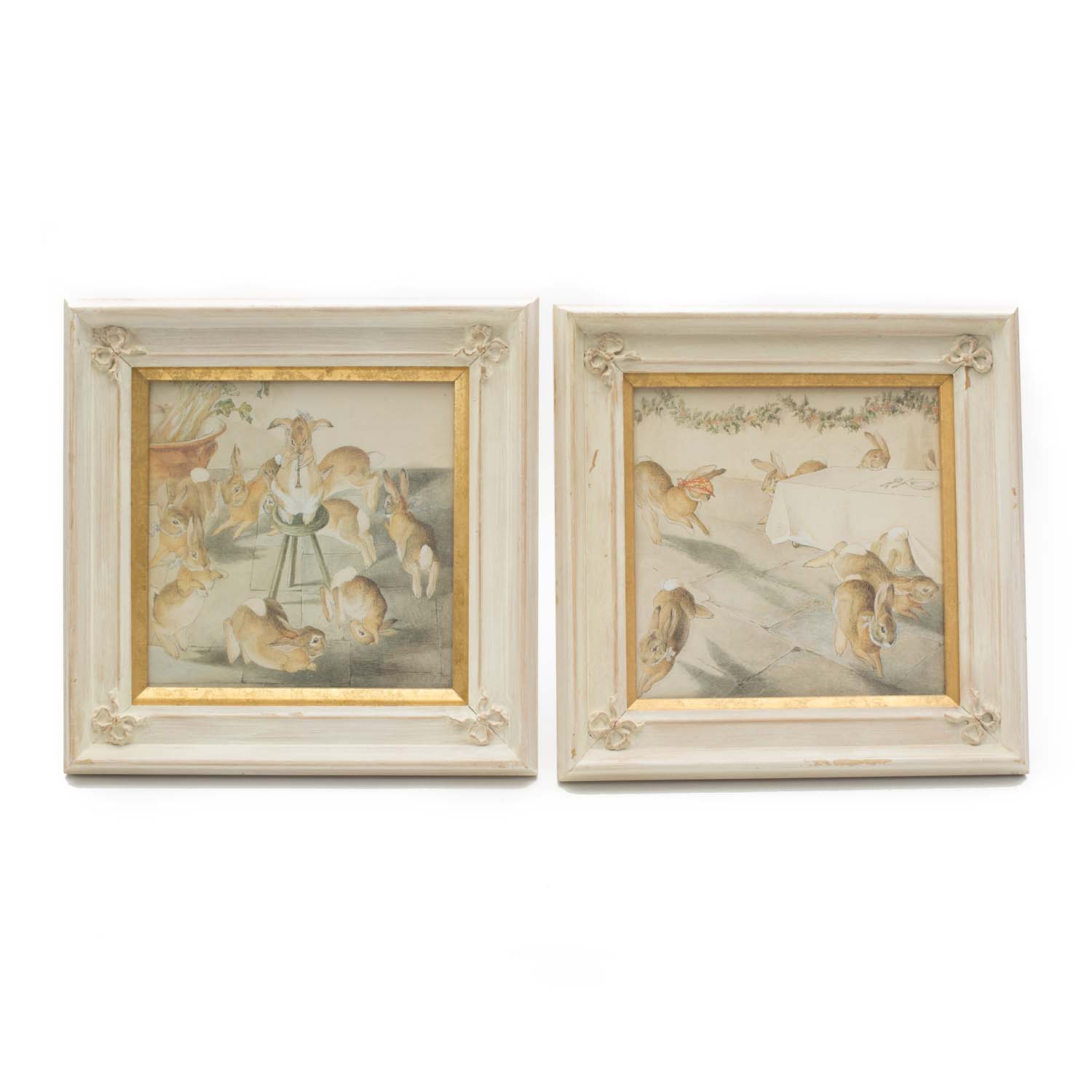 Pair of Framed Watercolor Bunny Prints