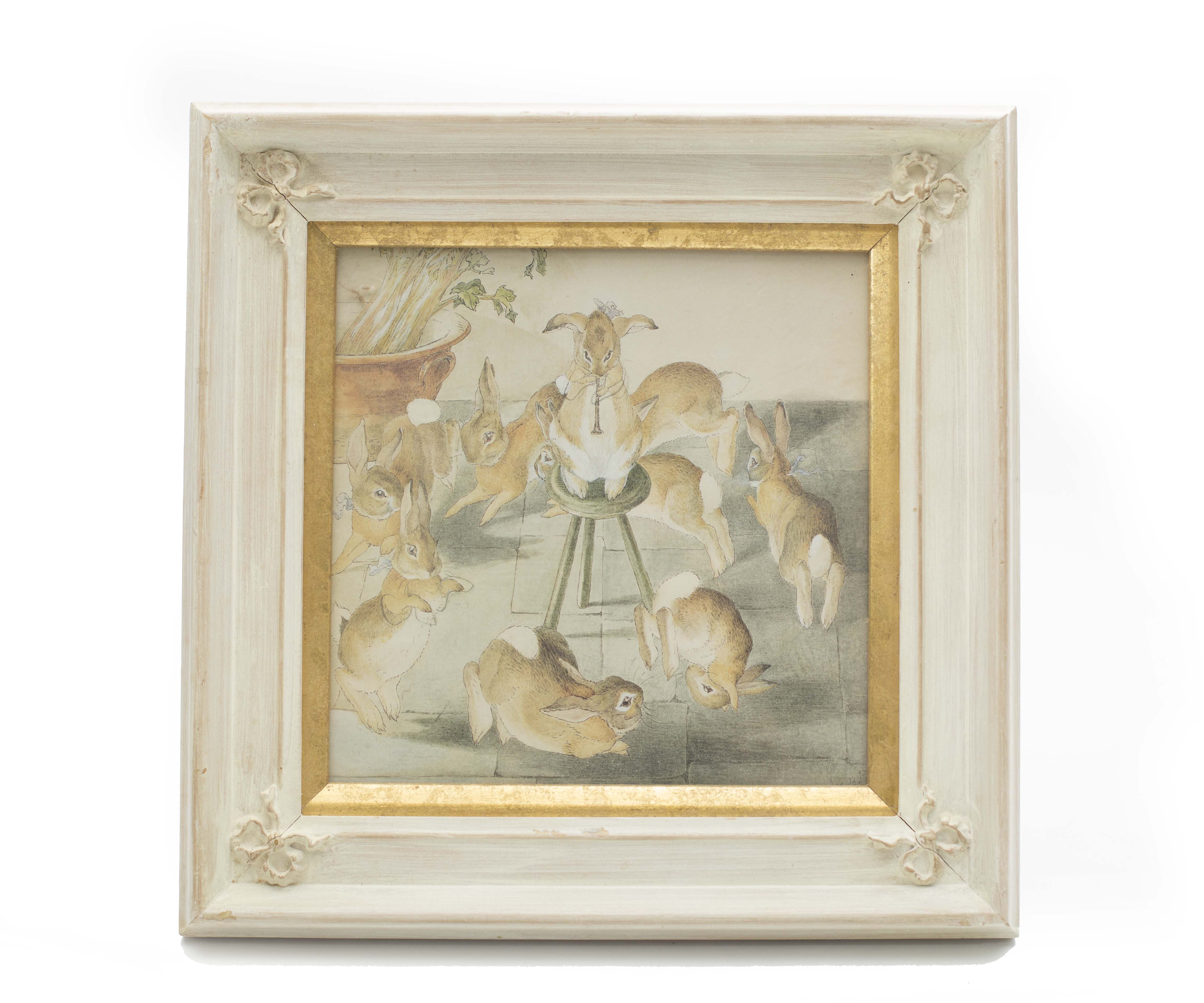 Pair of Framed Watercolor Bunny Prints