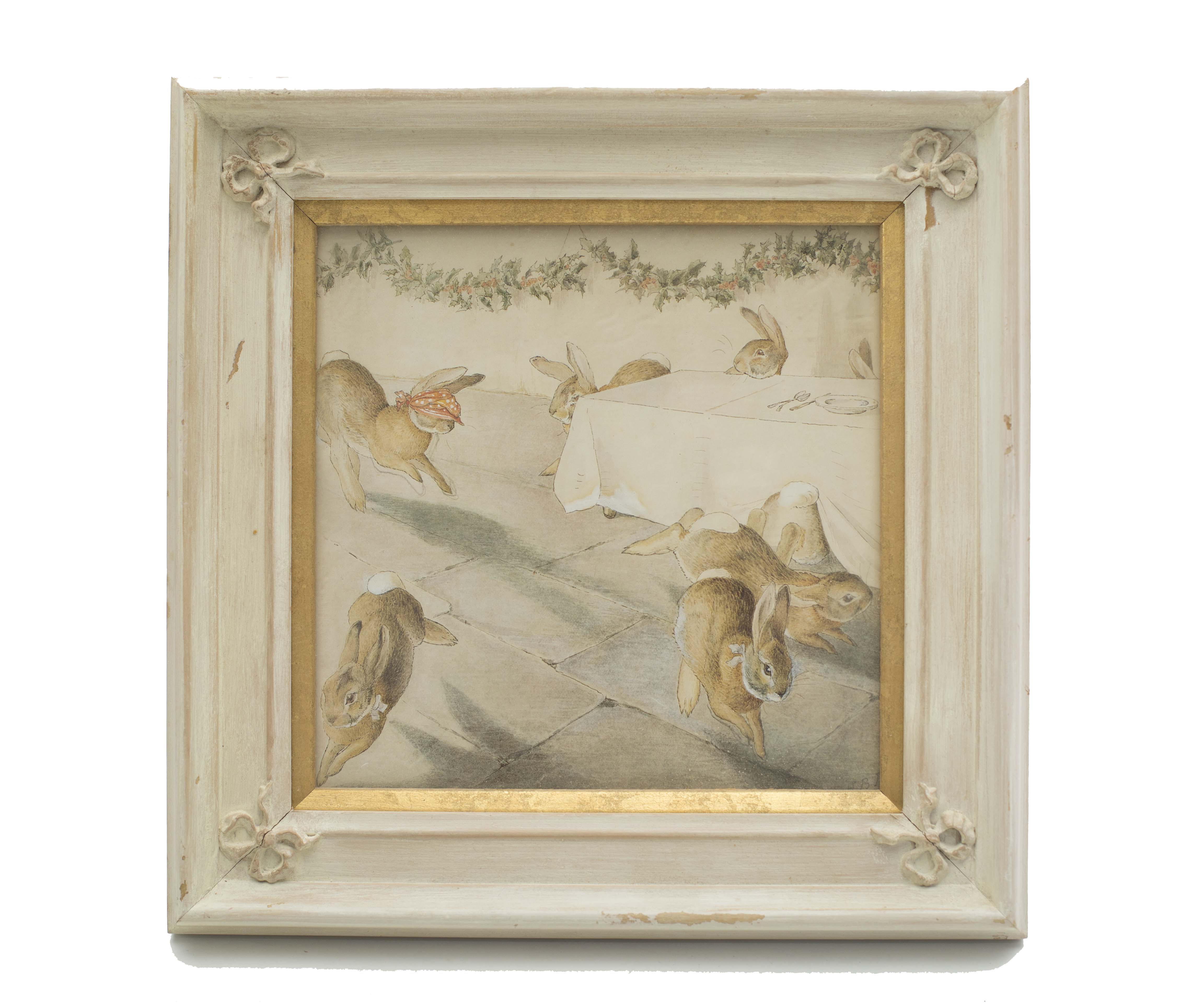 Pair of Framed Watercolor Bunny Prints