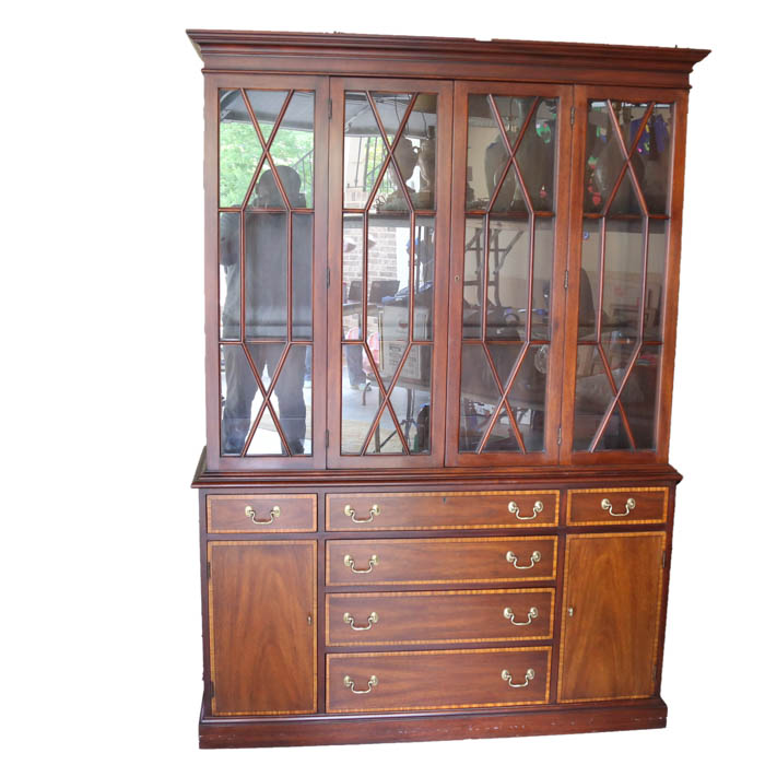 Henkel-Harris Mahogany and Burled Walnut China Cabinet