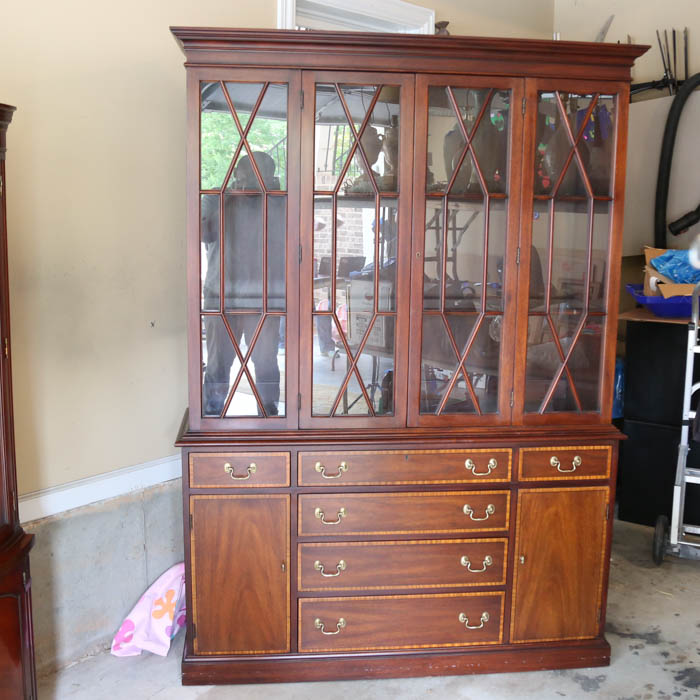 Henkel-Harris Mahogany and Burled Walnut China Cabinet
