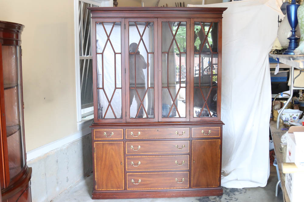 Henkel-Harris Mahogany and Burled Walnut China Cabinet