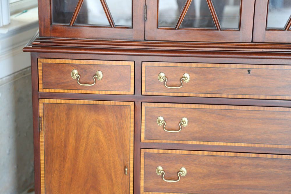 Henkel-Harris Mahogany and Burled Walnut China Cabinet