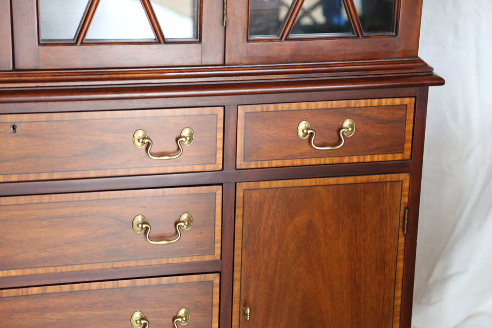 Henkel-Harris Mahogany and Burled Walnut China Cabinet