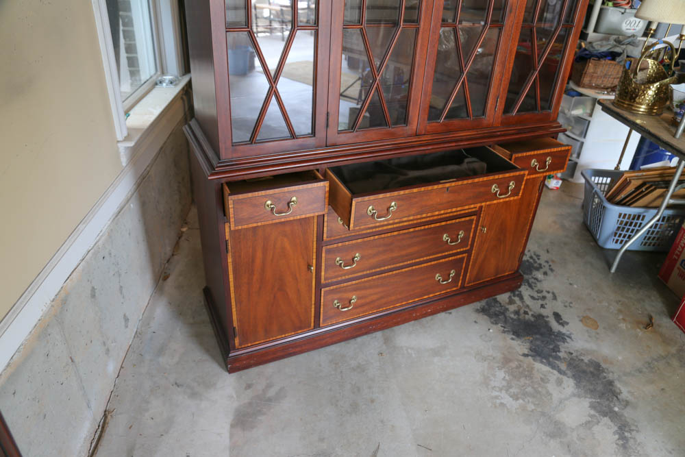 Henkel-Harris Mahogany and Burled Walnut China Cabinet