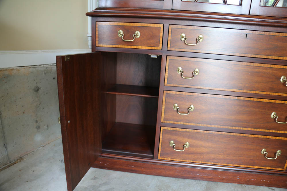 Henkel-Harris Mahogany and Burled Walnut China Cabinet
