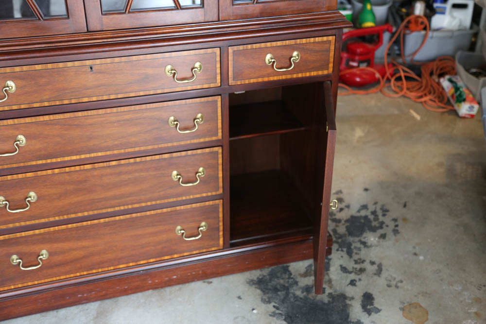 Henkel-Harris Mahogany and Burled Walnut China Cabinet