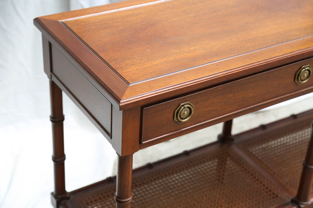 Hekman Bamboo Style Console Table with Cane Shelves