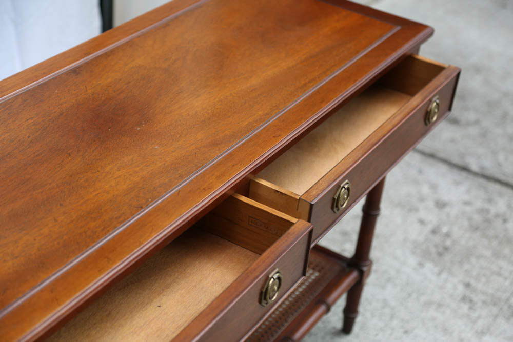 Hekman Bamboo Style Console Table with Cane Shelves