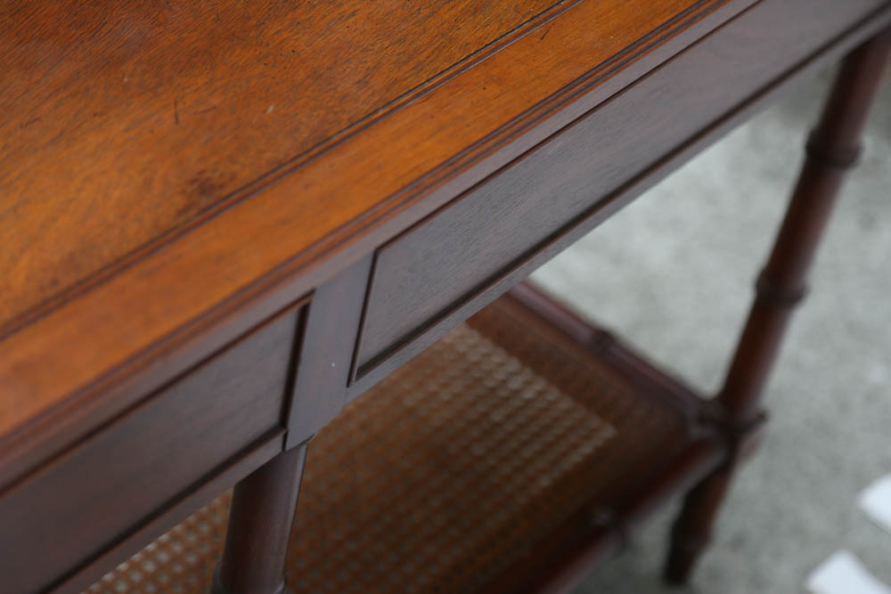 Hekman Bamboo Style Console Table with Cane Shelves